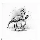 number 7 and flamingo  tattoo design idea
