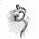 number 7 and flamingo  tattoo design idea