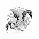 number 7 and flamingo  tattoo design idea