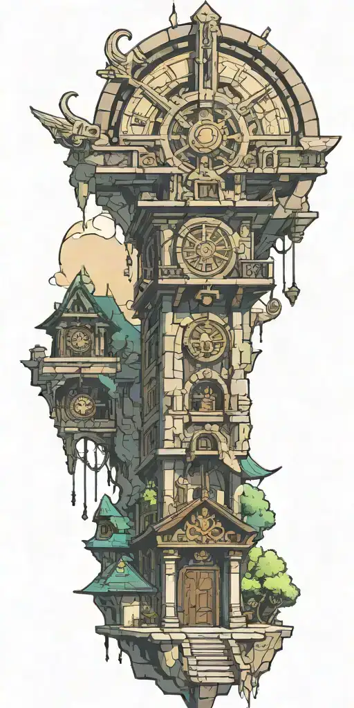 Transform the building to temple of time in Zelda tattoo design idea