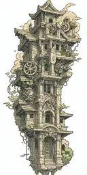 Transform the building to temple of time in Zelda tattoo design idea