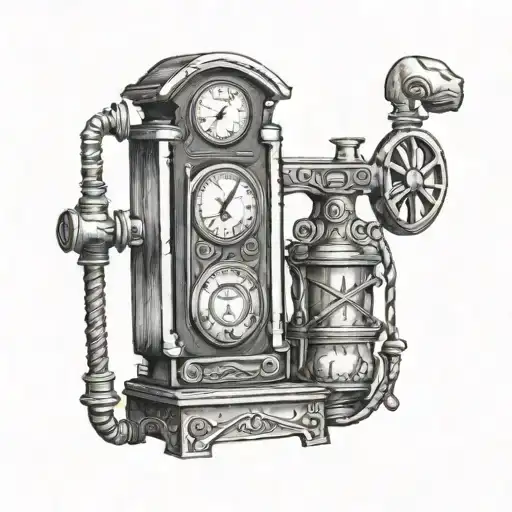 roman numeral 1 with a gas pump jack tattoo design idea
