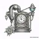roman numeral 1 with a gas pump jack tattoo design idea