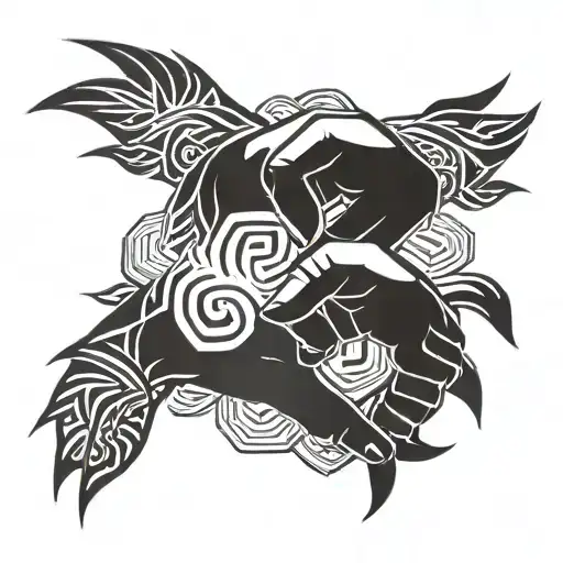 U and P Shaking hands  tattoo design idea