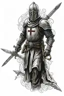 Templar knight with a sword tattoo design idea