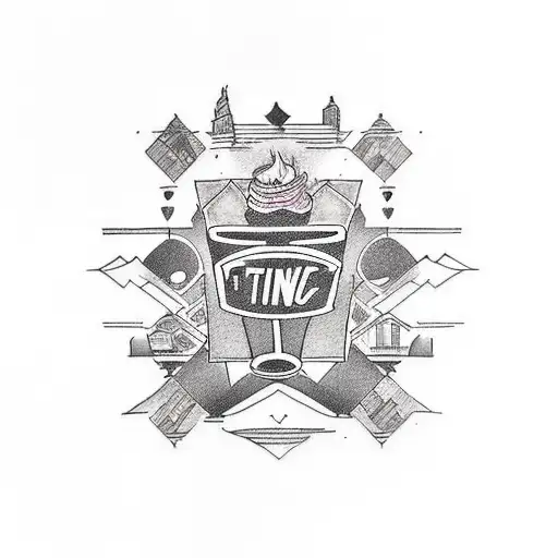 A tattoo design inspired by the TV show 'Friends', with iconic elements like the Central Perk coffee shop and the characters surrounded by nature motifs tattoo design idea