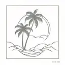 sun wave palm tree silhouette tattoo design idea