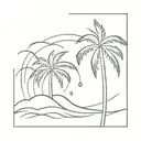 sun wave palm tree silhouette tattoo design idea