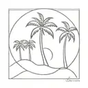 sun wave palm tree silhouette tattoo design idea