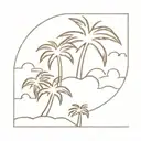 sun wave palm tree silhouette tattoo design idea