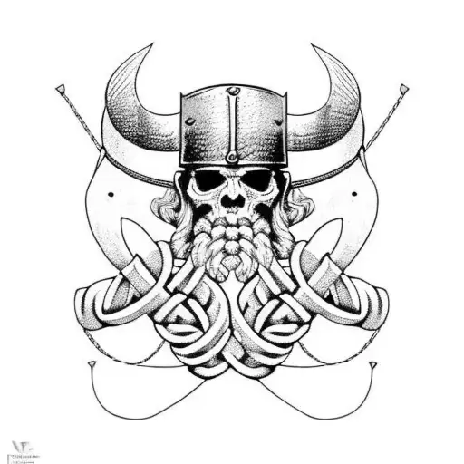 Viking hammers crossed and tied with rope ᛒᚱᚢᚦᚢᚱ tattoo design idea