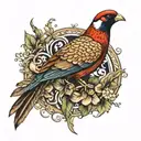VS-  with a Pheasant overlapping  tattoo design idea