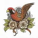 VS-  with a Pheasant overlapping  tattoo design idea