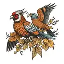 VS-  with a Pheasant overlapping  tattoo design idea