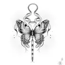 butterfly and snake tattoo design idea