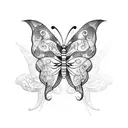 butterfly and snake tattoo design idea
