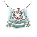 Bridge over chasm tattoo design idea