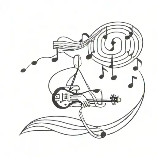 radiohead band and music notes  tattoo design idea