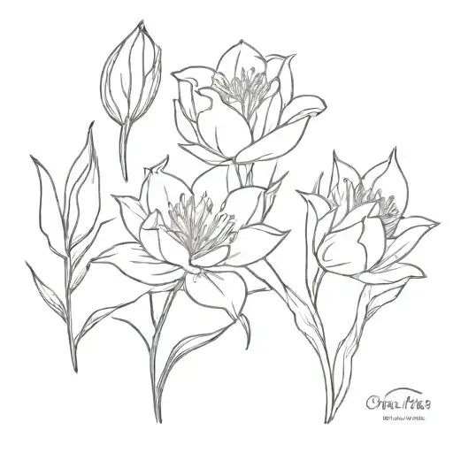 tulip rose lily hyacinth lilac flowers tattoo design idea