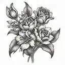 tulip rose lily hyacinth lilac flowers tattoo design idea