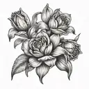 tulip rose lily hyacinth lilac flowers tattoo design idea