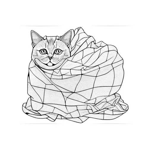 cat under blanket tattoo design idea