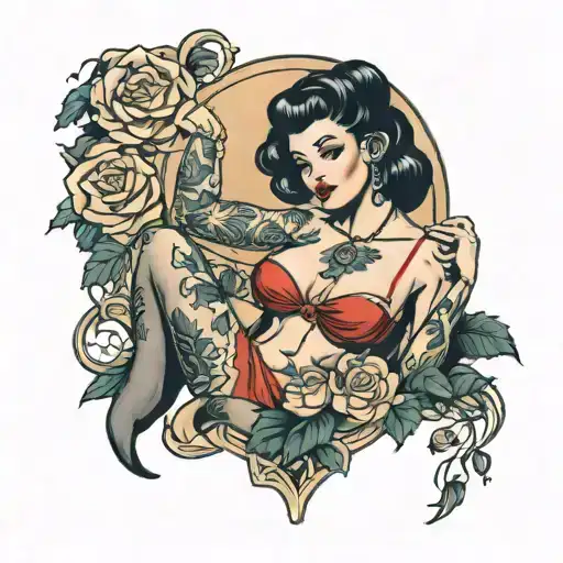 Sexy lady in Lingerie  tattoo design idea