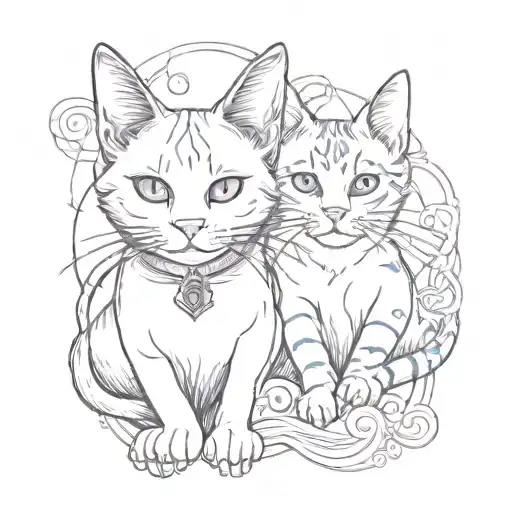 two cats in Harry potter style tattoo tattoo design idea