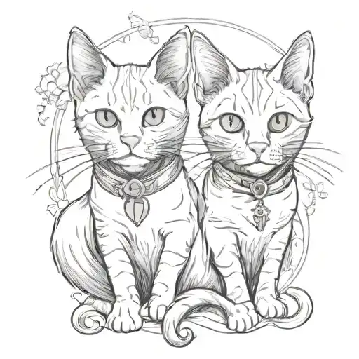 two cats in Harry potter style tattoo tattoo design idea