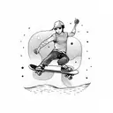 skater with ice cream tattoo design idea