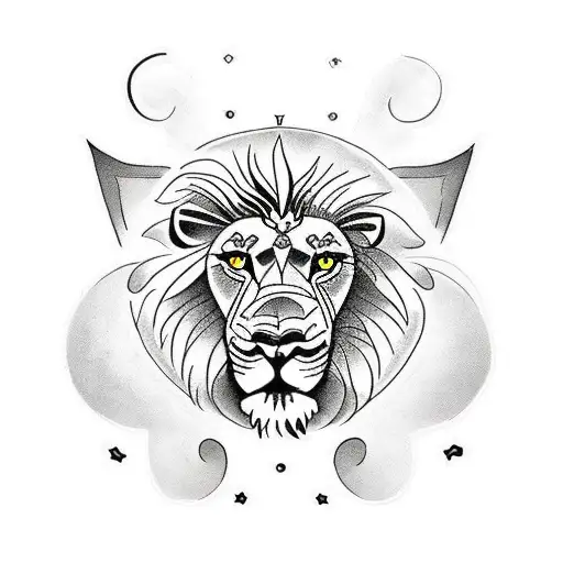 lion with third eye tattoo design idea