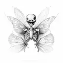 skeleton with fairy wings tattoo design idea