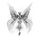 skeleton with fairy wings tattoo design idea