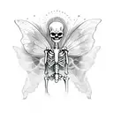 skeleton with fairy wings tattoo design idea