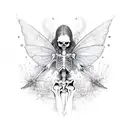 skeleton with fairy wings tattoo design idea