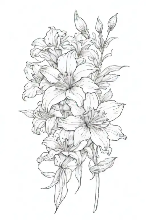 daisy flower and sweet pea flower and poppy flower and gladiolus flower and amaryllis flower and rose flower  tattoo design idea