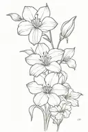 daisy flower and sweet pea flower and poppy flower and gladiolus flower and amaryllis flower and rose flower  tattoo design idea