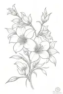 daisy flower and Lilly flower and poppy flower and gladiolus flower and amaryllis flower and rose flower  tattoo design idea