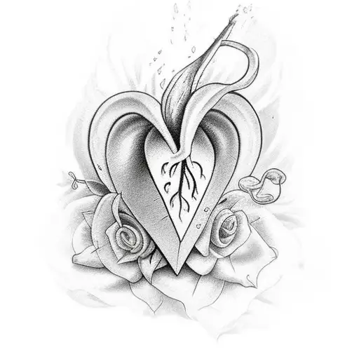 bleeding heart with the words forever ain't done yet in a banner  tattoo design idea