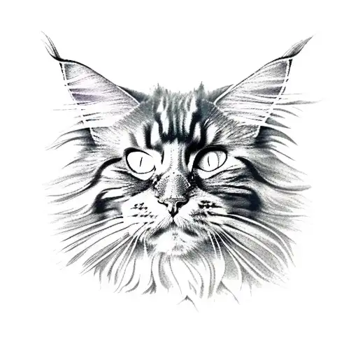 maine coon cats tattoo design idea