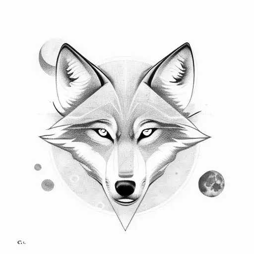 A minimalist tattoo design showcasing a howling wolf with the letter C forming the moon, signifying the client's connection between their work and the guiding presence of their family. tattoo design idea