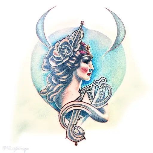 Greek Goddess Muse tattoo design idea