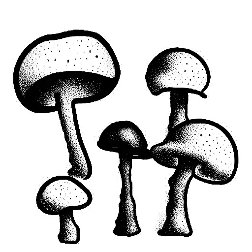 different species of magic mushrooms coming up from a moon's chrateres  tattoo design idea