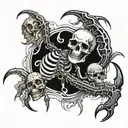 design a tatoo on arm with scorpion and skull with time travel tattoo design idea