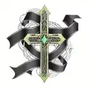 cross with a ribbon around it tattoo design idea