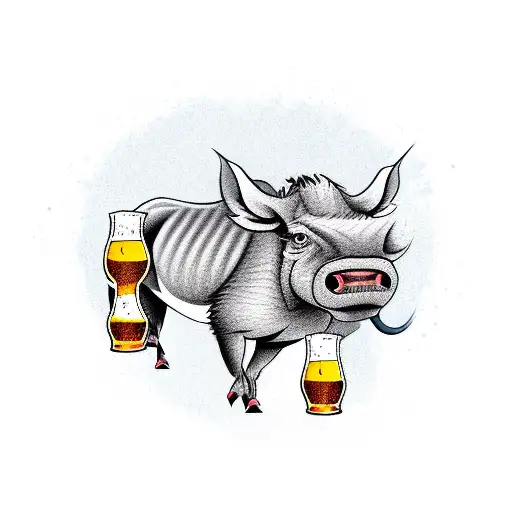 warthog with beer tattoo design idea