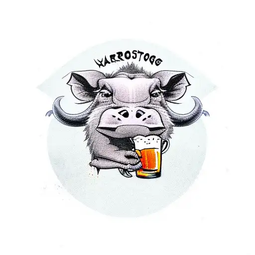 warthog holding a beer tattoo design idea