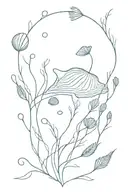 ocean, seaweed, shell,  tattoo design idea