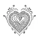 A heart-shaped design with the names Nandita and Kanishk intertwined tattoo design idea