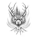 burning forest eith animals running thru it  tattoo design idea